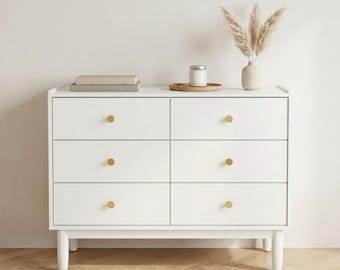 Double Dresser - Solid Wood, Tall Cabinet, Wide Chest of Drawers, TV Stand Dresser, 6 Drawer Dresser, Closet Organizer, Bedroom Furniture