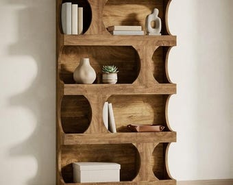 Modern Bookcase - Open Shelving Unit, 4-Tier Modern Wood Bookcase, Freestanding Open Bookshelf with Vertical Storage, Space Saving, hardwood