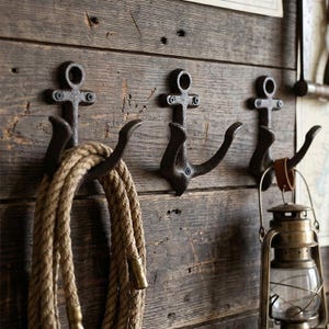 Vintage Cast Iron Anchor Wall Hooks – Heavy Duty Coat, Towel, Key Rack, Nautical Chic Wall-Mounted Single Hook