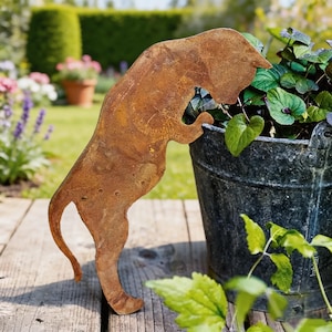 Rusty Metal Peeping Cat Planter Decor, Climbing Feline Garden Silhouette Sculpture, Pot Hanger Yard Art, Unique Gift for Cat Lover