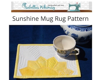 Mug Rug PATTERN, Yellow Sunshine, A Pinterest Favorite for Quilters with over 1.6K pins, Gifts to make for mom, Best Selling Original Design