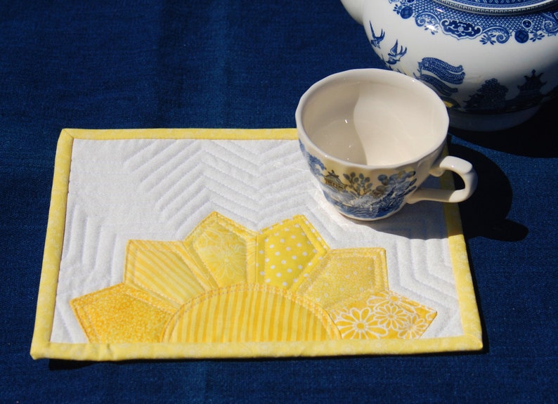 Mug Rug PATTERN, Yellow Sunshine, A Pinterest Favorite for Quilters with over 1.6K pins, Gifts to make for mom, Best Selling Original Design image 2