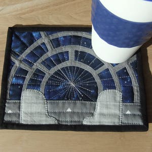 Spaceship Mug Rug PATTERN, Inspired by famous movie, DIY gifts to make and sell, Original design stars galaxy wars, Millennium cockpit image 7