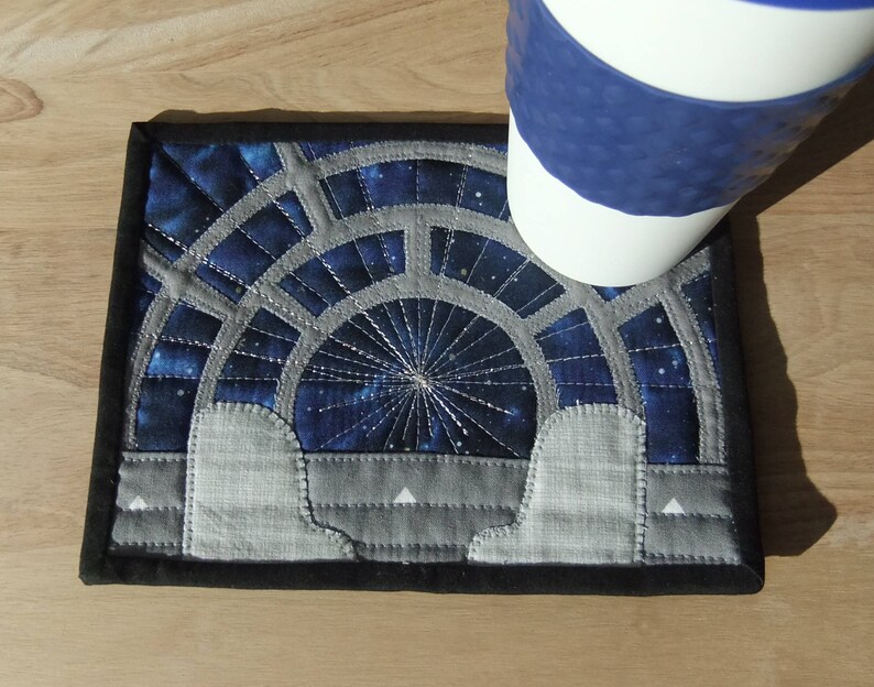 Spaceship Mug Rug PATTERN, Inspired by famous movie, DIY gifts to make and sell, Original design stars galaxy wars, Millennium cockpit image 7