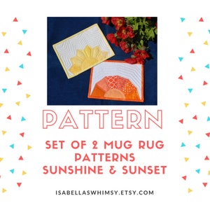 Mug Rug PATTERNS set of 2, Yellow Sunshine and Orange Sunset Quilted Snack Mat Patterns, Small quilted place mats, Pinterest popular image 10