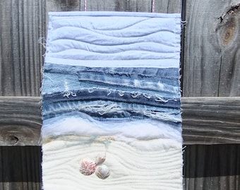 PATTERN for an ocean beach wall hanging mini quilt pattern, textile wall art complete illustrated instructions to make your unique art quilt