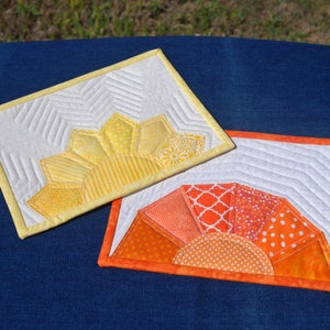 Mug Rug PATTERNS set of 2, Yellow Sunshine and Orange Sunset Quilted Snack Mat Patterns, Small quilted place mats, Pinterest popular image 9