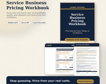 Pricing Calculator Workbook  Contractor & Freelancer Hourly Rate Job Cost Estimator | Excel + Google Sheets  Small Business Pricing Template