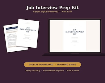 Job Interview Prep Kit, STAR Method, Company Research, Career Planner (Digital Download)