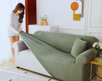 Stretch Sofa Cover Couch Slipcover Jacquard Sectional L Shape Sofa Cover Anti Slip Washable Pet Couch Protector 1 2 3 4 Seater