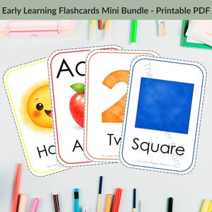 Mini-bundel met flashcards voor jonge kinderen | ABC, cijfers, vormen en emoties | Printbare set voor de voorschoolse periode