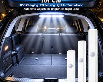 Rechargeable Motion Sensor LED Light for Car Trunk, Adjustable Brightness (USB Charging)