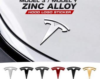 Tesla Model 3/Y Front Hood & Rear Trunk 3D Metal Emblem Zinc Alloy Logo Badge Sticker
