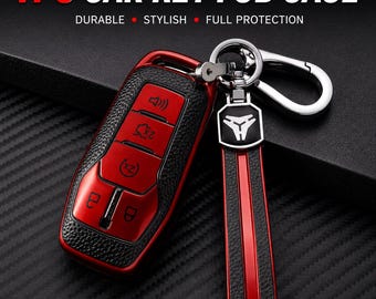 TPU Car Key Fob Case, Leather-Style Texture, Keychain Holder (2015-2018 Ford)