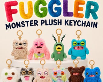 Fuggler Monster Plush Keychain, Soft Furry Bag Charm, Kawaii Toy Accessory