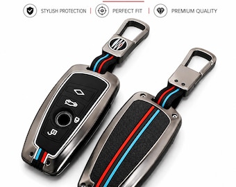 BMW Key Fob Cover, Zinc Alloy Silicone Case, Protective Car Key Accessory