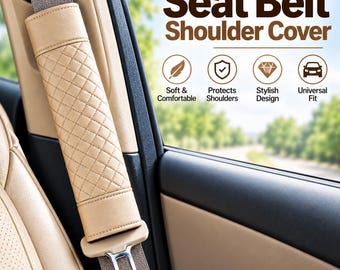 Leather Seat Belt Shoulder Cover: Quilted Padded Protector, Non-Slip Auto Accessory