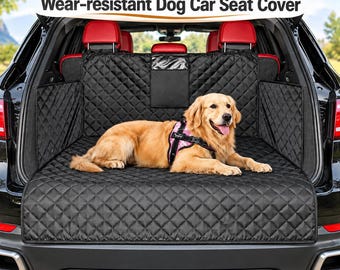Quilted Waterproof Dog Car Seat Cover, SUV Cargo Liner, Pet Travel Protector (Black)