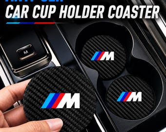 BMW M Performance Carbon Fiber Car Cup Holder Coasters (2-Pack)