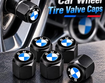 BMW Tire Valve Caps (5pc Set) – Black or Silver Wheel Stem Covers