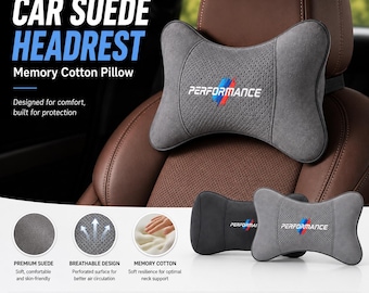 Car Suede Headrest Pillow: Memory Cotton Neck Support for BMW (Ergonomic Design)
