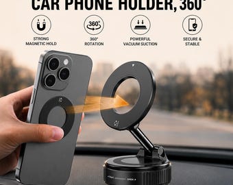 Vacuum Magnetic Car Phone Holder 360 Degree Adjustable Strong Suction Cup Mount Phone Stand