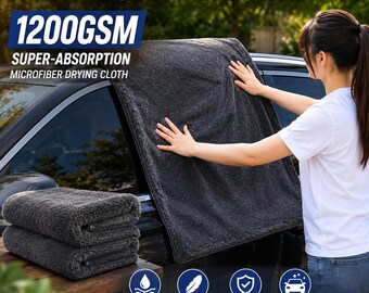 Heavy Duty 1200 GSM Microfiber Car Drying Towel – Super Absorbent Detailing Cloth