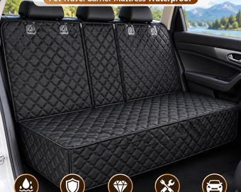 Quilted Waterproof Dog Car Seat Cover, Non-Slip Pet Travel Mat (Black)
