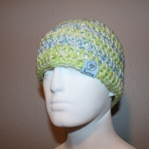Crochet Adult Blue & Green Winter Hat/Beanie