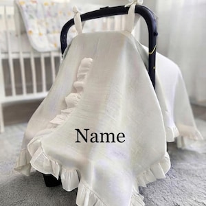 Personligt broderat muslinsparkdräktset, anpassad jumpsuit med babynamn, bomullskläder för spädbarn, personlig mössa bild 6
