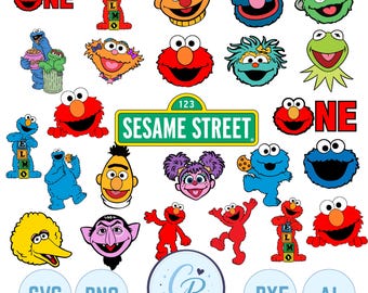 Straßenmonster Charaktere SVG, Elmo SVG-Bundle, Straßenmonster Gesichter, SVG Clipart Elmo und Freund, Geburtstag Clipart Digitale Dateien