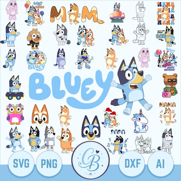 Bluey Face Clipart - Etsy