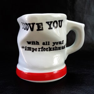 Quote coffee mug, vintage white ceramic cup from the 90s, love friendship gift