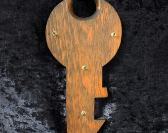 Wooden key rack, vintage rustic farmhouse cottagecore wall decor