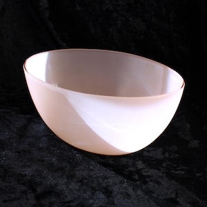 Pink glass bowl, vintage Czechoslovakian oval pink glass mid century candy bowl