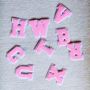 6.5cm Pink Letter Patch with White Background, A-Z Alphabet Patches for DIY Crafts, Large Letter Applique, Clothing and Bag Decoration