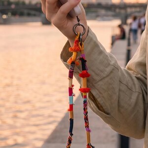 Handmade Phone Lanyard Set with Universal Pad,Hand-woven cotton cord keychain/lanyard – portable wrist strap.Festival Accessory,Charm Gift