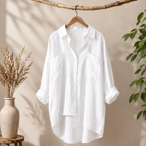 womens white dress shirt plus size Elbe Popover Stretch Poplin Classic Fit - / White- Size2XS This clothing can match you into various occasions CovetEZ Plus Size Minimalist Fitted