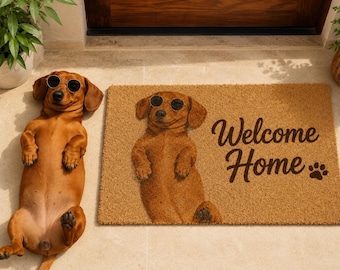 Custom Watercolor Pet Portrait Doormat, Personalized Dog Photo Welcome Mat, Pet Lover Housewarming Gift, Front Porch Rug for Dog Owners