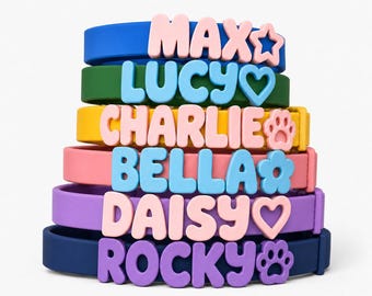 Collare per cani in silicone personalizzato con nome, collare per cuccioli dai colori pastello, collana impermeabile per animali domestici