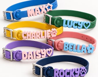 Collare per animali domestici in silicone personalizzato, targhetta con nome personalizzato per cani, accessori impermeabili per cani da esterno