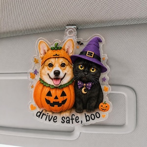 Personalized Halloween Car Visor Photo Clip, Custom Dog Photo Car Visor Clip, Halloween Decor,Gift for Pet Lover