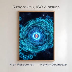Bitcoin Blockchain Vortex Art | Kryptowährungsposter | Geschenk für Entwickler und Programmierer | Satoshi Nakamoto Digitaler Download