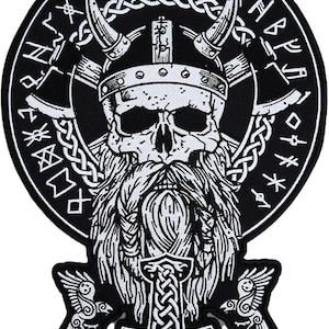 Odin Large Large Back Embroidered Patch for Vest / Iron-on / Sew on Multicolor