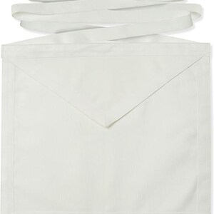 Premium Canvas Fabric Masonic White Apprentice Enterance Member Apron With Elegant White Ribbon Trim Handcrafted
