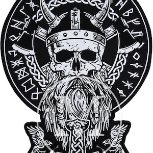 Odin Large Large Back Embroidered Patch for Vest / Iron-on / Sew on Multicolor
