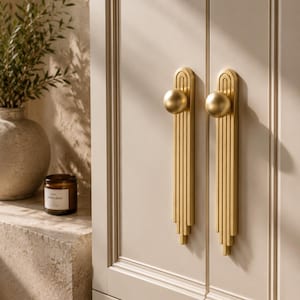 Art Deco Brass Cabinet Handles – Luxury Gold Wardrobe & Drawer Pulls