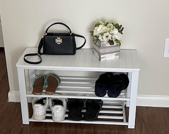 Shoe Storage Bench Entryway Bench Wooden Shoe Rack Rustic Brown Organizer Bench Hallway Storage Seat Small Space Furniture