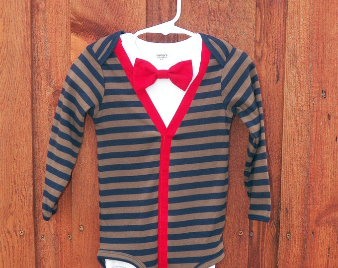 NEW Baby Boy Bow Tie Onesie With Pull Over Cardigan Onesie Etsy