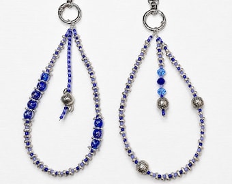 Royal Blue Beaded Phone Wristlet Strap & Bag Charm